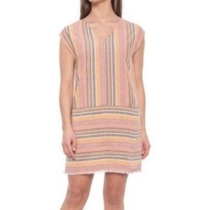 Anthropologie DREW Women's Striped Linen-blend Shift Dress With Pockets Large